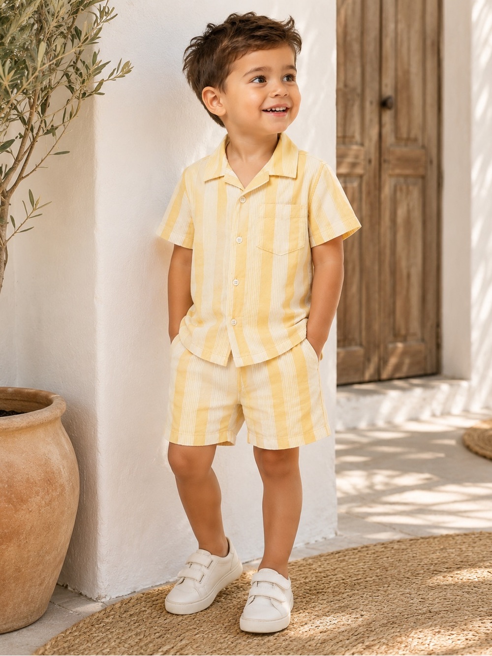 GAP Boy Bundle 3 Matching Sets, Cobalt Blue and Butter Yellow, Linen size 3